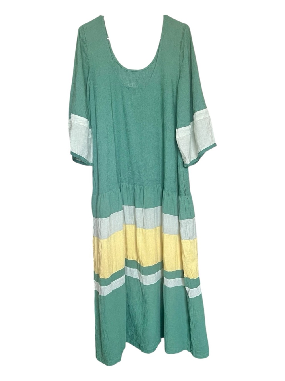 Free People free-est Manda Midi Colorblock Boho Artsy Hipster Dress Multi SZ M - Picture 5 of 11